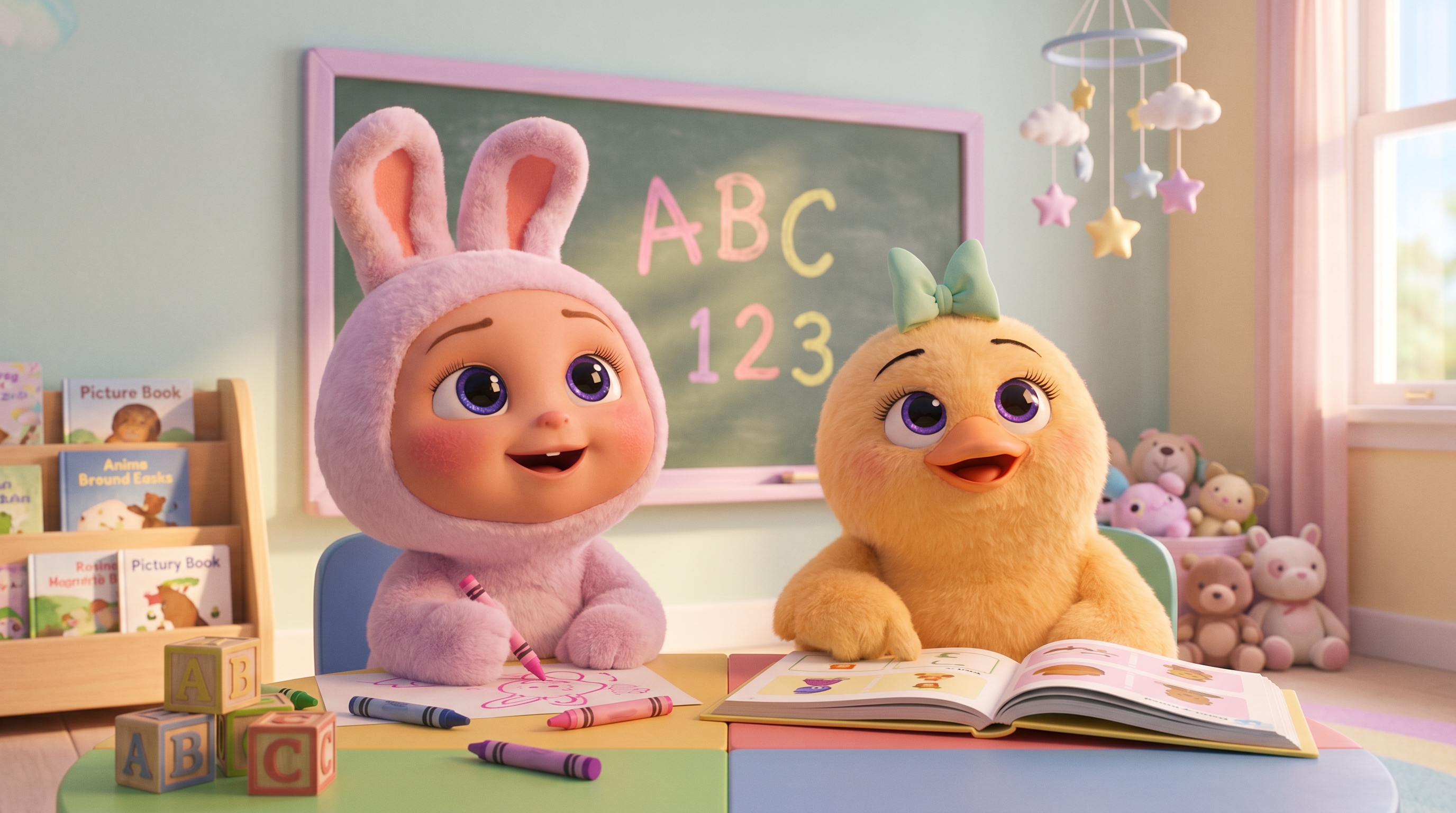 BunBun and KoKo learning their ABCs